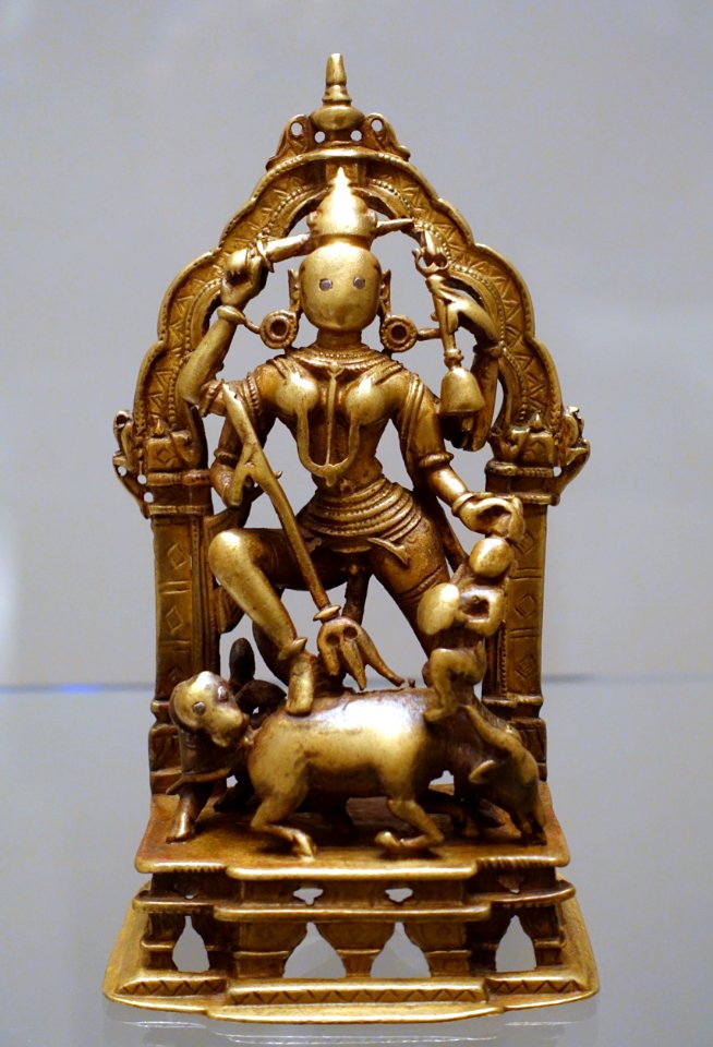Sacika-Mata, Jaina goddess, Rajasthan, Western India, dated Samvat 1541, 1484 AD, brass - Ethnological Museum, Berlin - DSC01583