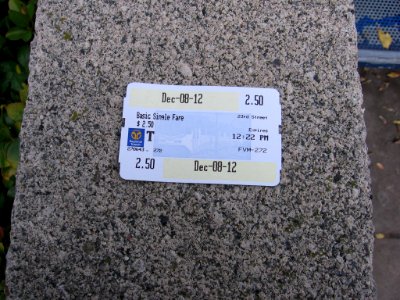 Sacramento RTD light rail ticket 3988 01