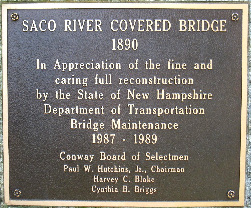 Saco River Covered Bridge - plaque