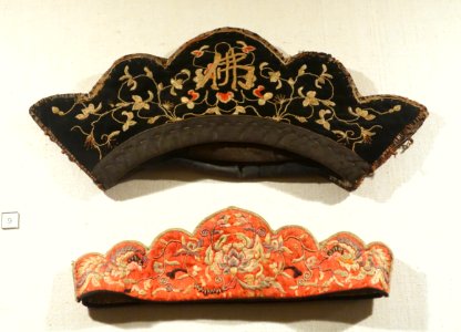 Sacrificial bonnets worn by Then, Put, Dao sorcerers, Dao, Tay, Nung, San Chay, San Diu ethnic groups, 1 of 2 - Vietnam National Museum of Fine Arts - Hanoi, Vietnam - DSC05180