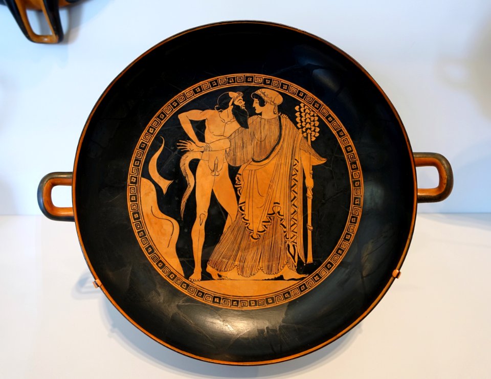 Satyrs and Maenads, with Dionysos, Satyrs, and Maenads, Douris or Painter of London E55, Greek, Attic, 490-480 BC, terracotta, red-figure technique - Arthur M. Sackler Museum, Harvard University - DSC01556