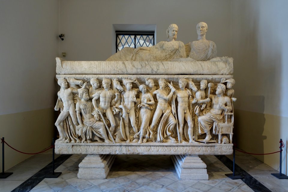 Sarcophagus with scenes from the life of Achilles, MC 218, Roman, first half of the 3rd century AD, marble - Musei Capitolini - Rome, Italy - DSC05988