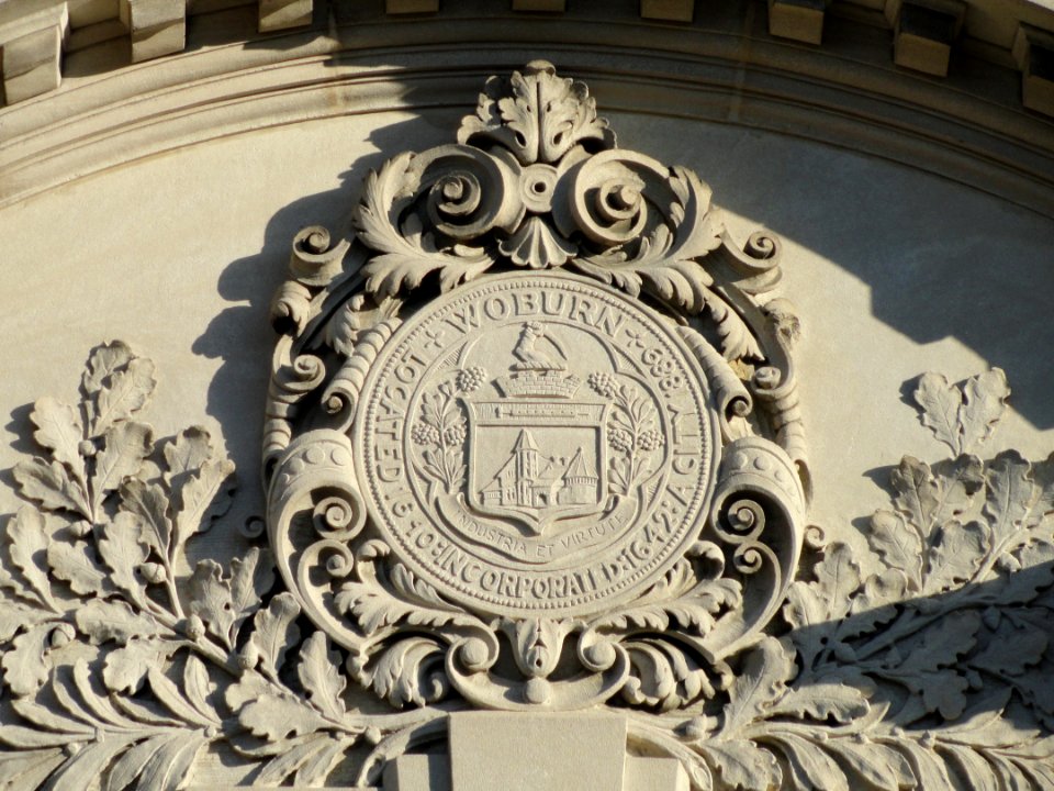Seal on Town Hall - Woburn, MA - DSC02887