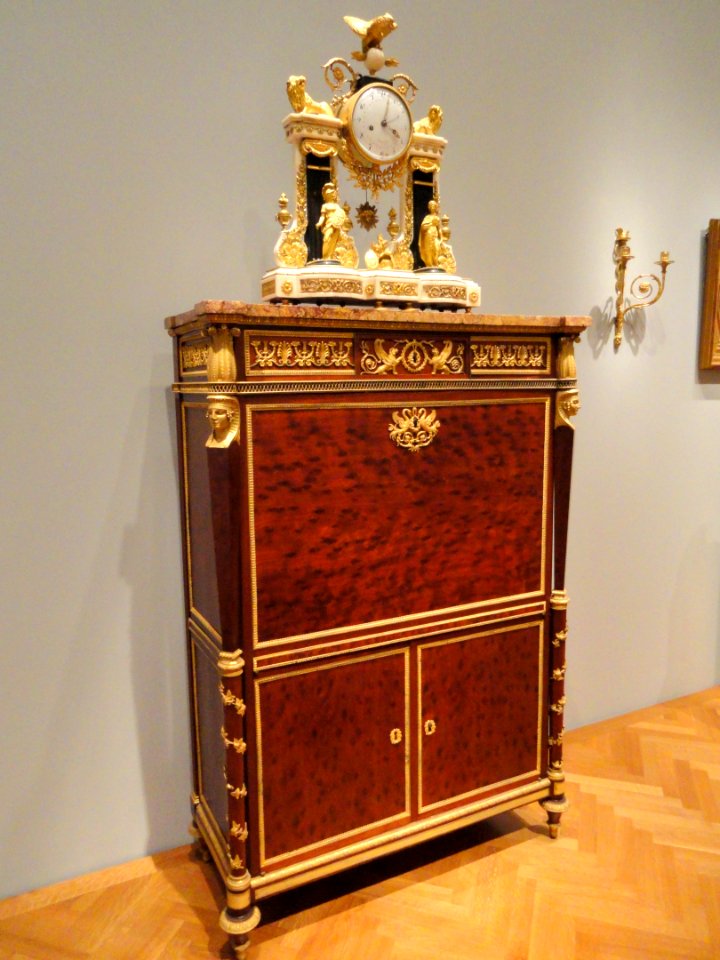 Secretary, about 1800, attributed to Bernard Molitor, France, mahogany on oak with ormolu mounts and marble top - Cleveland Museum of Art - DSC08824