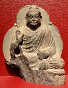 Seated Buddha, Gandhara, Pakistan, 2nd century AD, schist - San Diego Museum of Art - DSC06355