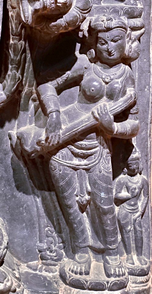 Saraswati playing alapini vina, 12th century, Pala Empire artwork