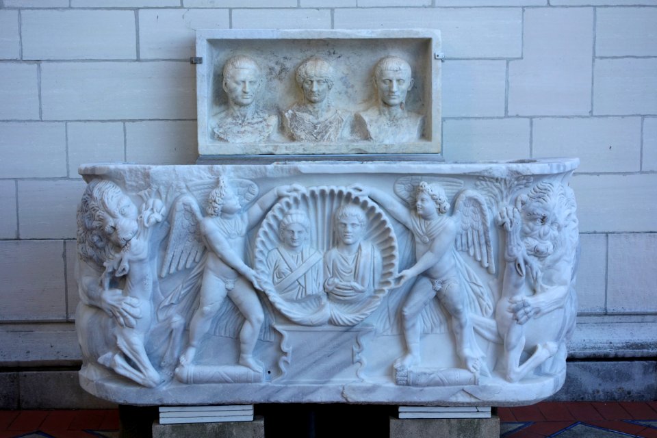 Sarcophagus with relief above - Hearst Castle - DSC06667