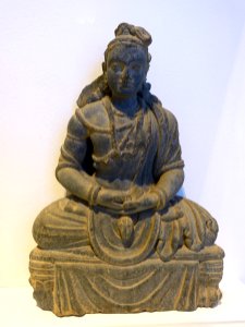 Seated Bodhisattva Maitreya, Gandhara, 3rd or 4th century AD, gray schist - John and Mable Ringling Museum of Art - Sarasota, FL - DSC00673