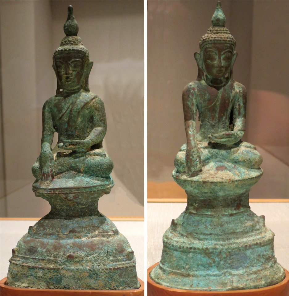 Seated Buddha, Myanmar (Burma), 16th-17th century, bronze, Honolulu Museum of Art accession 6740.1