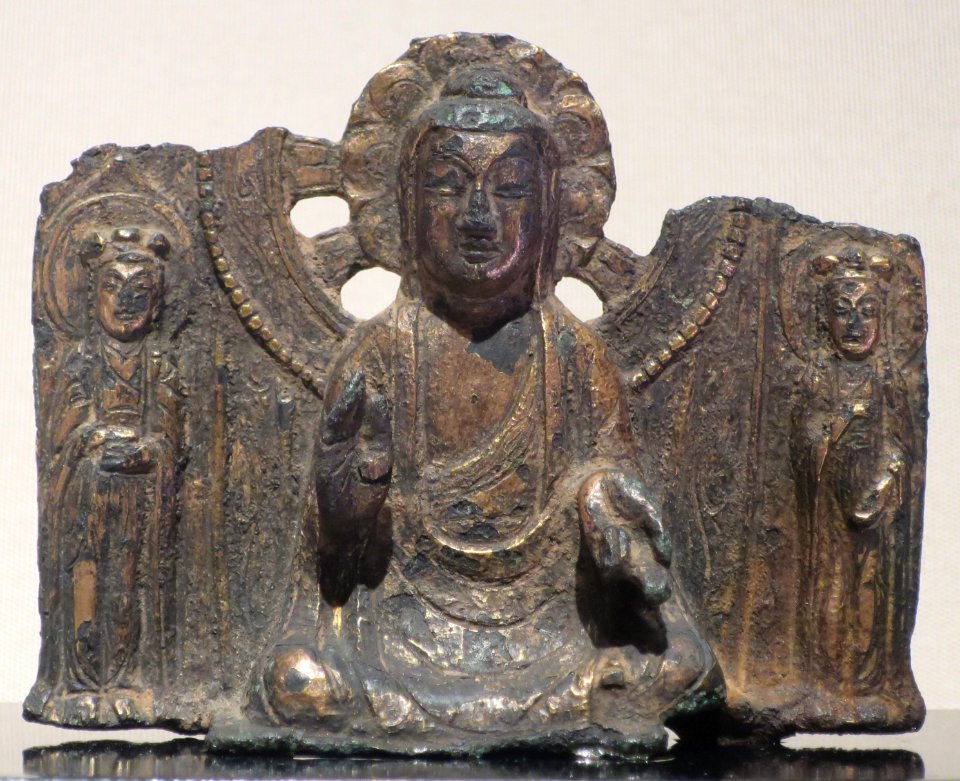 Seated bodhisattva with one leg pendent from Korea, 7th century, Tokyo National Museum