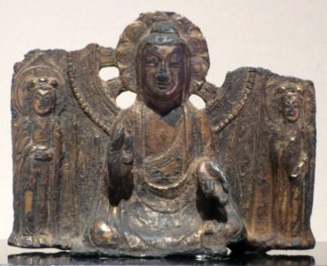 Seated bodhisattva with one leg pendent from Korea, 7th century, Tokyo National Museum