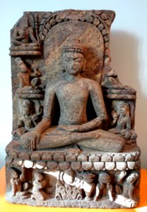 Seated Buddha at the moment of enlightenment, India, Orissa, 10th-12th century, stone - Royal Ontario Museum - DSC04541