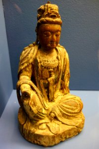 Seated bodhisattva (Guanyin), China, Song or Ming dynasty, 960-1624 AD, wood - Fitchburg Art Museum - DSC08735
