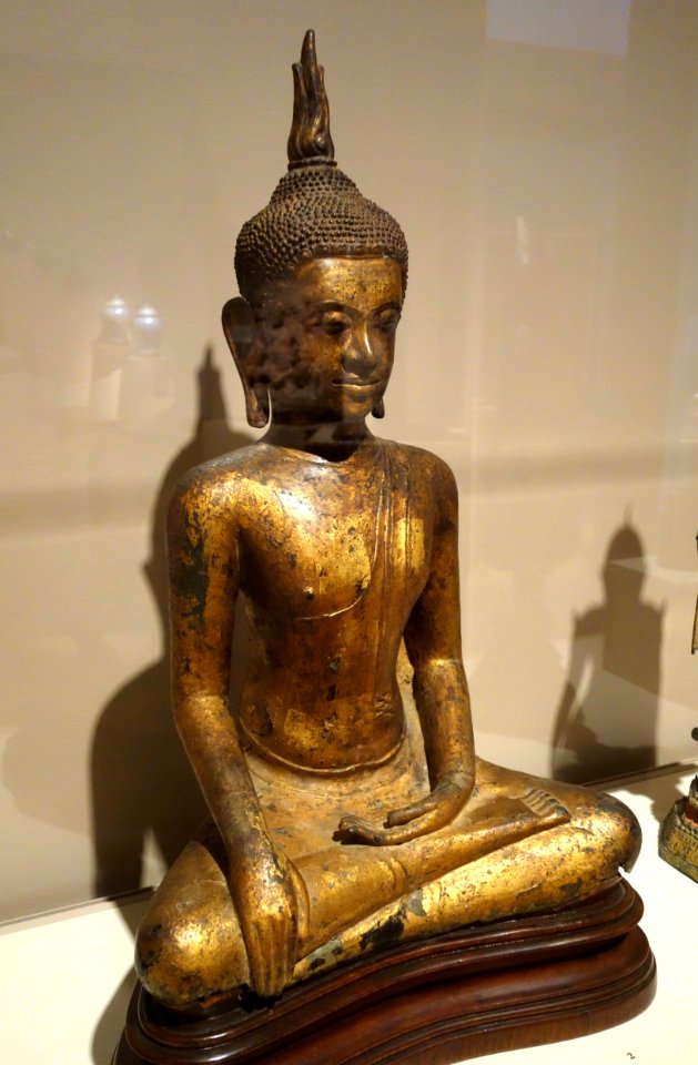 Seated Buddha, Thailand, U-T'ong (Group B), 14th century AD, gilt bronze - Chazen Museum of Art - DSC01695