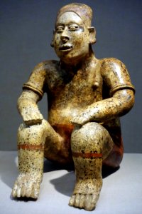 Seated male, West Mexico, Jalisco, 300 BC to 300 AD, earthenware and pigment - De Young Museum - DSC00491