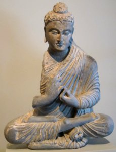 Seated Buddha, Pakistan or Afghanistan, Ghandhara region, 2nd - 3rd century, gray schist, HAA photo