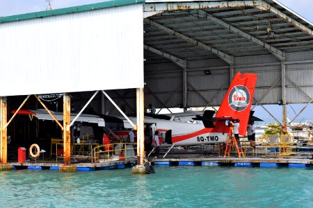 Seaplane maintenance at Trans Maldivian Airways terminal