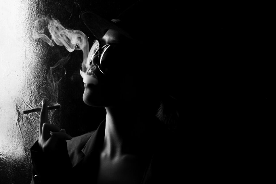 Smoke profile portrait photography