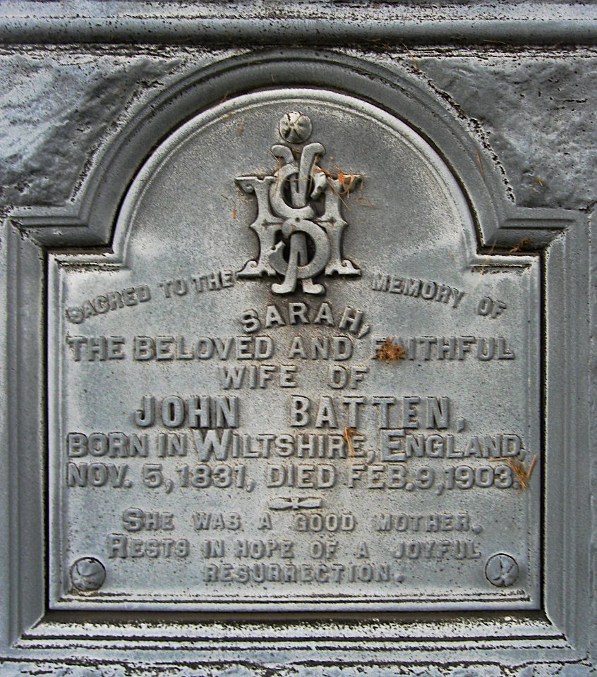 Sarah Batten monument, South Side Cemetery, 2020-07-14, 02