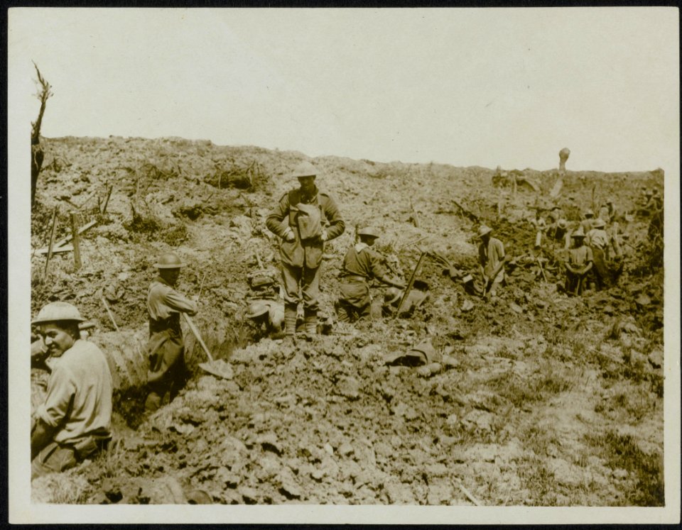Sappers digging a communication trench. Battle of Messines Ridge, Bestanddeelnr 158-0162