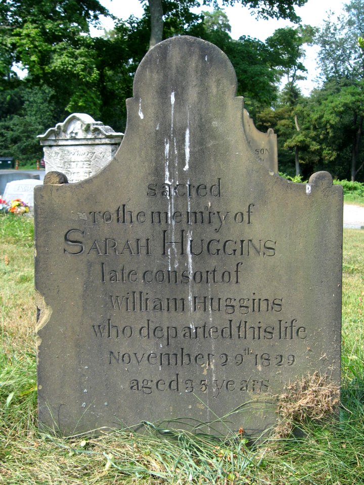 Sarah Huggins Tombstone, Hiland Cemetery, 2015-08-17, 01