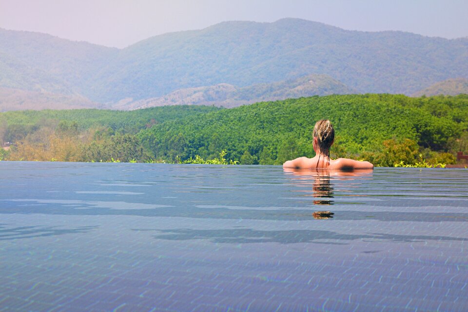 Swimming pool woman swim