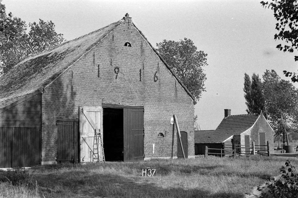 Schuur van boerderij bij Halsteren (ruilverkaveling Halsteren), Bestanddeelnr 170-2460