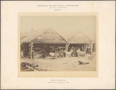 Schutsluis te Sas van Gent, bestek No 190. Mortelmolens. Stand van het werk, Bestanddeelnr 870