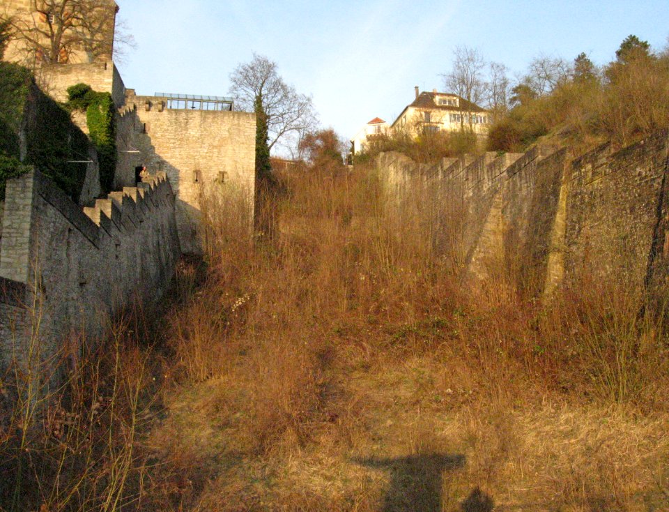 Schwäbisch Hall, Schiedgraben vom Steg an der Stelle des Limpurger Tors