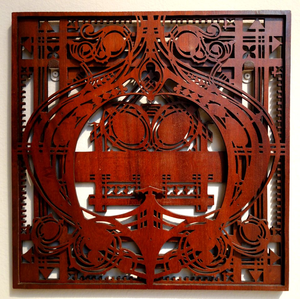 Screen from the Schlesinger and Mayer Store (later Carson Pirie Scott), by George Grant Elmslie or Louis Henri Sullivan, c. 1898, wood, mahogany veneer - Chazen Museum of Art - DSC02454