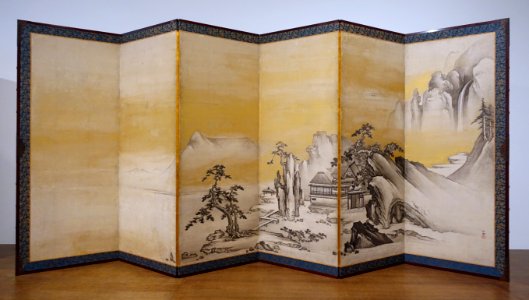 Screen pair 2 of 2, A Monk Claps His Hands, Kano Sansetsu, Japan, Edo period, mid 1600s, ink and gold on paper - Arthur M. Sackler Museum, Harvard University - DSC01134