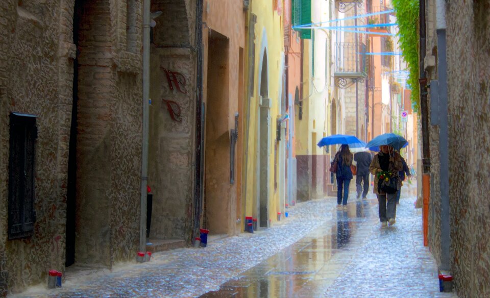 Water drizzling umbrella photo