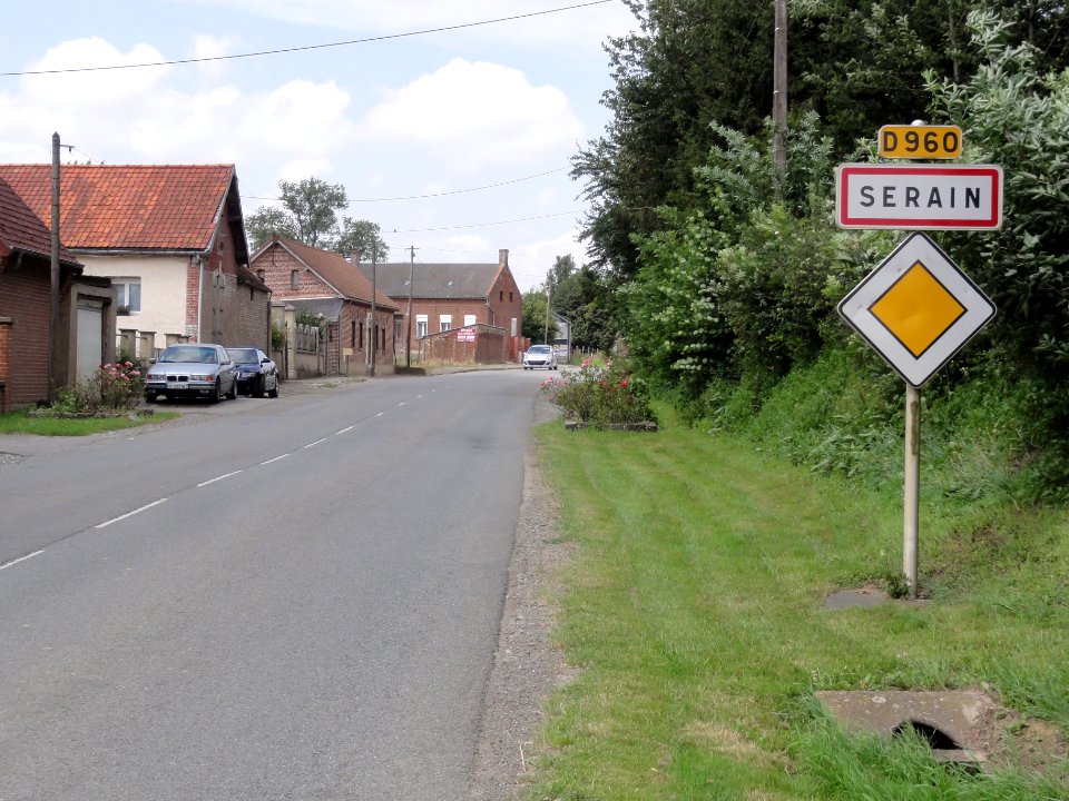 Serain (Aisne) city limit sign