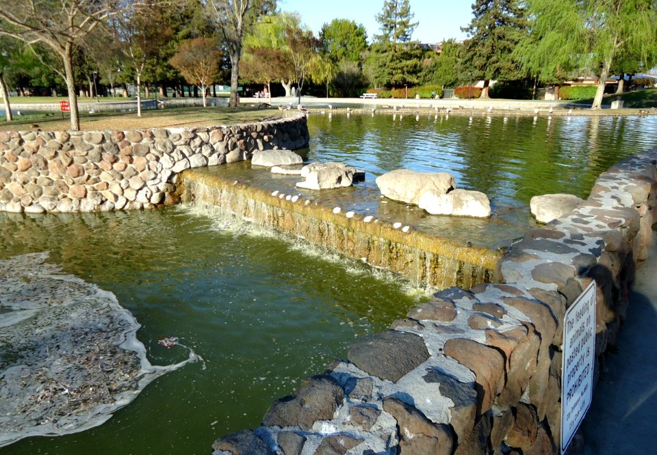 Santa Clara city pond with sign
