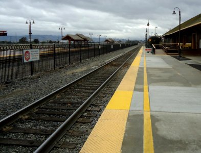 Santa Clara California CalTrain tracks towards San Jose