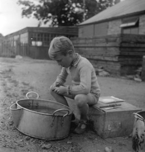 Serie Nederlandse kinderen op vakantie. Aardappels schillen, Bestanddeelnr 935-2576