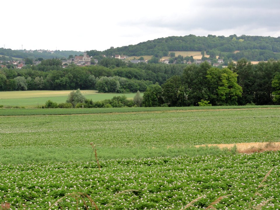 Sermoise (Aisne) paysage, vallée de l'Aisne et au loin Missy-sur-Aisne