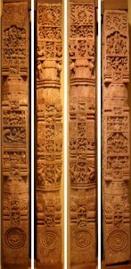 Set of four pillars, India, Tanjore, Tamil Nadu, 17th century, wood, HAA photo
