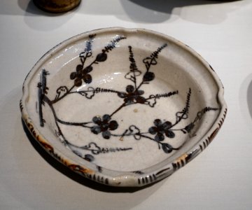 Serving dish, Shino ware, Japan, Mino kilns, Motoyashiki kiln, Momoyama period, 1607-1615, stoneware, iron pigment under feldspathic glaze - Freer Gallery of Art - DSC04739