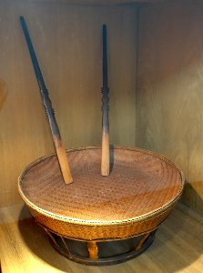 Serving dish and big flat chopsticks, Chut (Arem) - Vietnam Museum of Ethnology - Hanoi, Vietnam - DSC02618