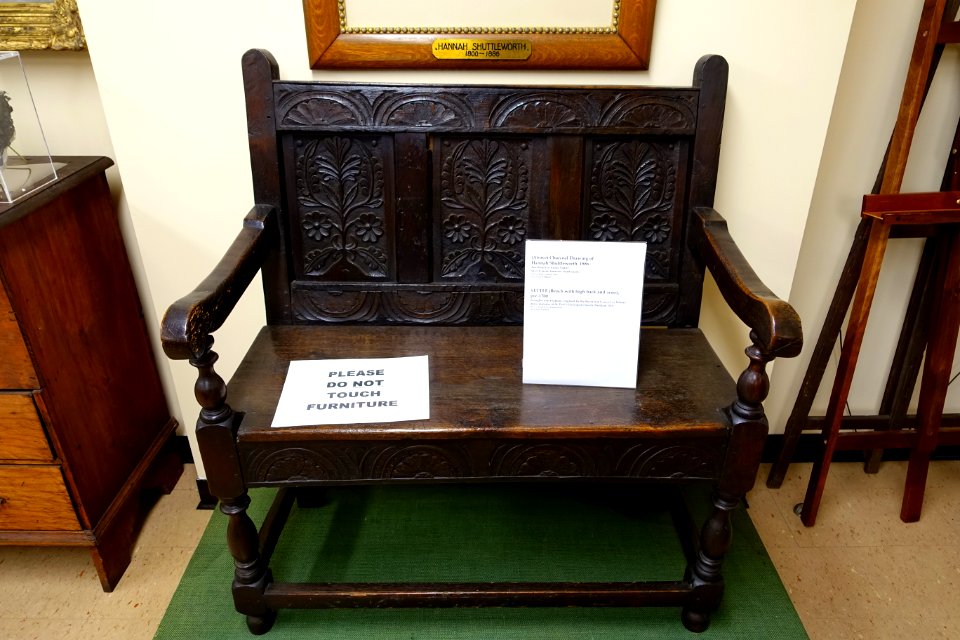 Settle, pre-1700s, brought from Dedmam, England, by the Reveranda Francis Lee Whitte - Dedham Historical Society - Dedham Massachusetts - DSC04148