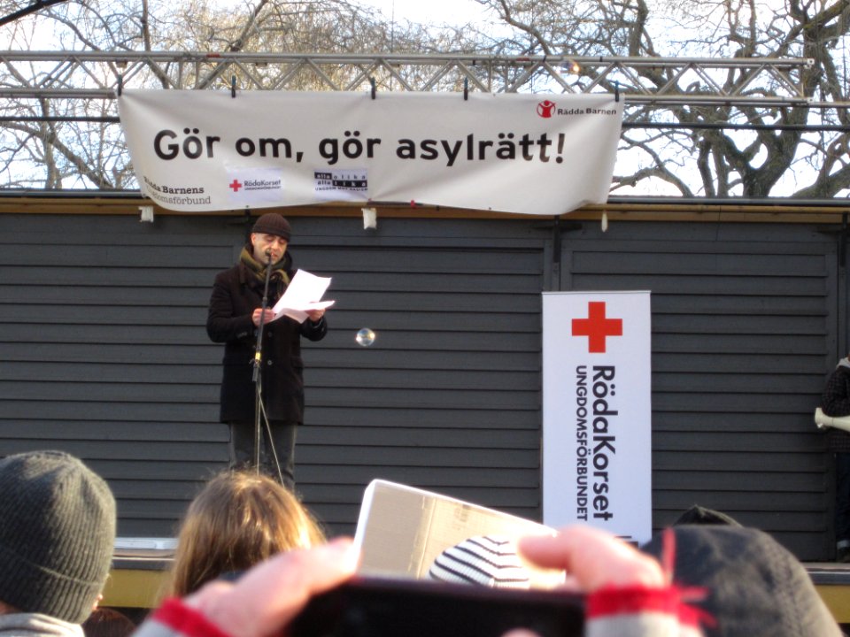 Shahram Khosravi at demonstration against Swedish migration policy in Stockholm