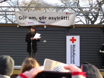 Shahram Khosravi at demonstration against Swedish migration policy in Stockholm