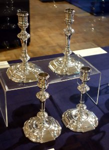 Set of Four Candlesticks, James Gould I, British, 1729-1730 and 1731-1732, silver - Huntington Museum of Art - DSC05413