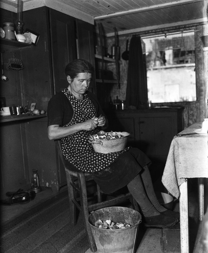Serie Arnhem vrouw schilt aardappelen, Bestanddeelnr 902-3489