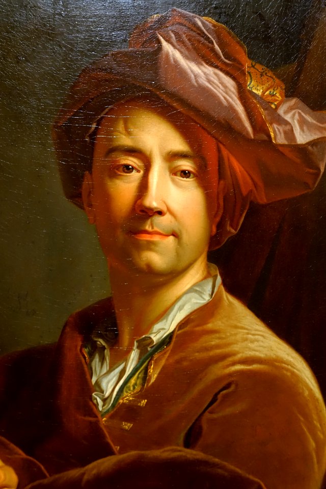 Self portrait, after Hyacinthe Rigaud, French, detail, c. 1710, oil on canvas - Middlebury College Museum of Art - Middlebury, VT - DSC08126