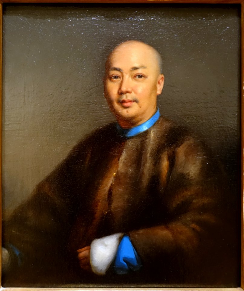 Self portrait by Lamqua (Guan Qiaochang), c. 1853, oil on canvas - Peabody Essex Museum - DSC07366
