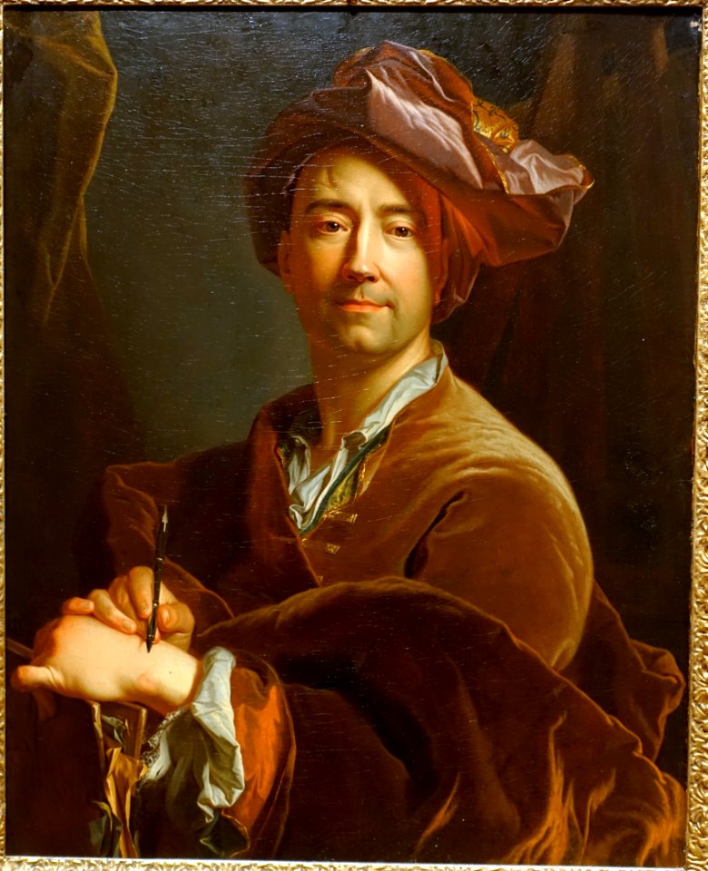 Self portrait, after Hyacinthe Rigaud, French, c. 1710, oil on canvas - Middlebury College Museum of Art - Middlebury, VT - DSC08124