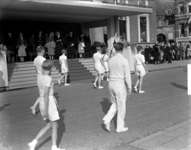 Serie Bezoek koningin Juliana en prins Bernhard aan Friesland. Defilé langs het, Bestanddeelnr 904-2133