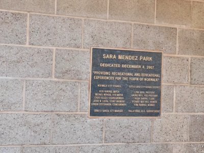 Sara Mendez Park plaque, Norwalk, California